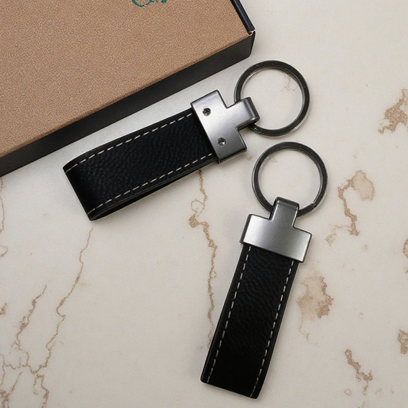 Laserable Leatherette Lanyard Keychain