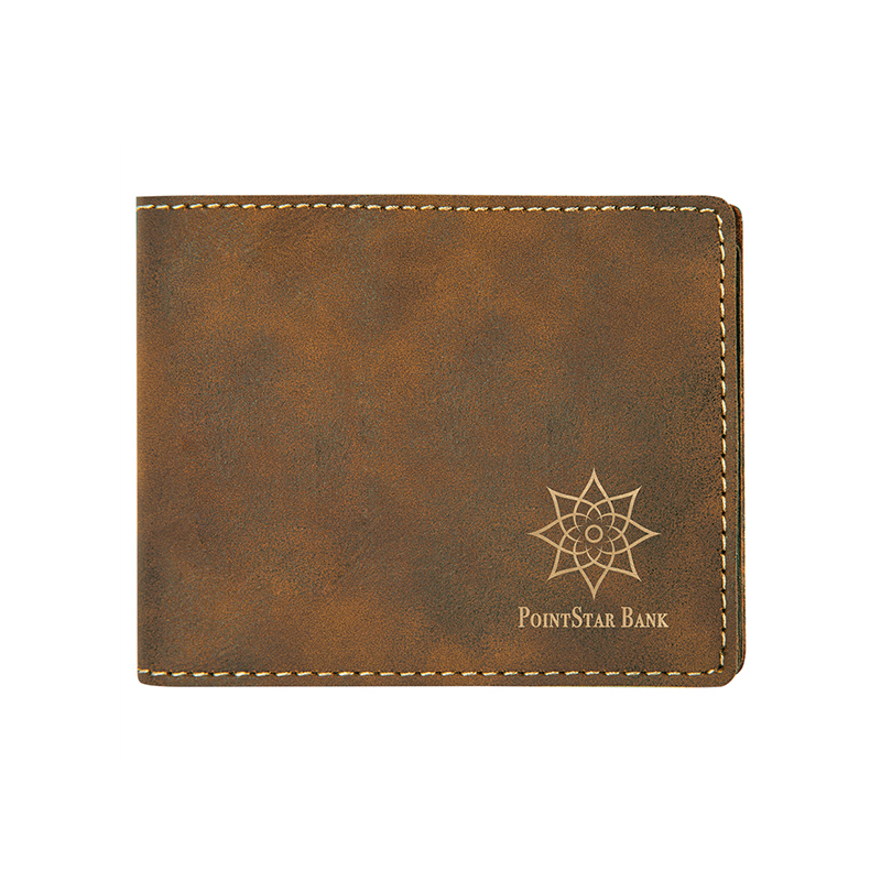 Laserable Leatherette Bifold Men Wallet with Coin Pocket