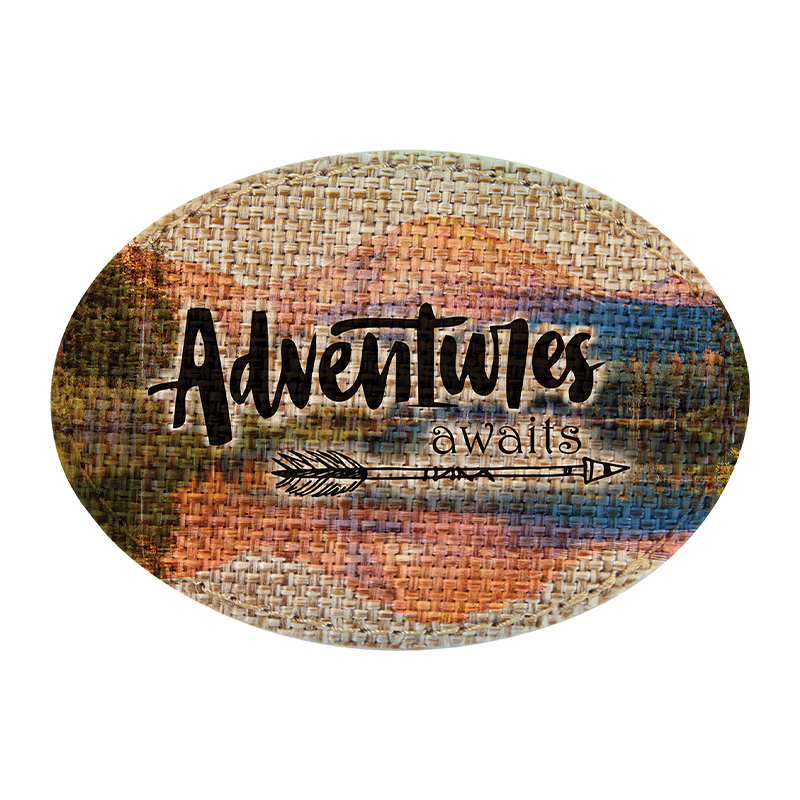 3 1/2' x 2 1/2' Burlap Sublimatable Oval Patch with Adhesive