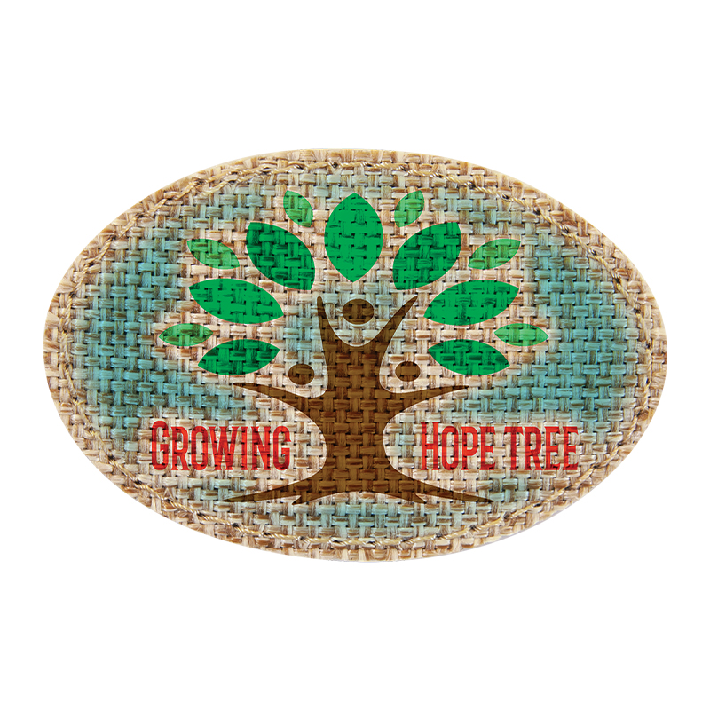 3' x 2' Oval Burlap Sublimatable Patch with Adhesive