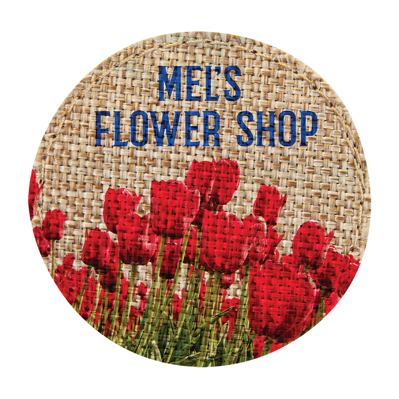2 1/2' Round Burlap Sublimatable Patch with Adhesive