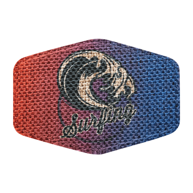 3 1/2' x 2 1/2' Burlap Hex Sublimatable Patch with Adhesive