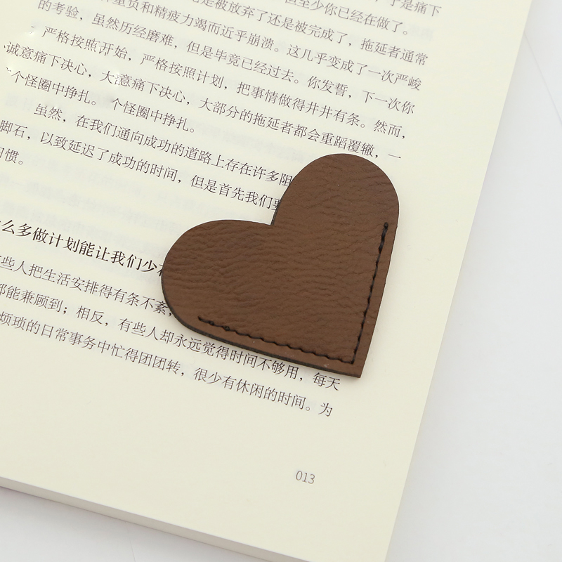 Laserable Leatherette Heart Shape Bookmark