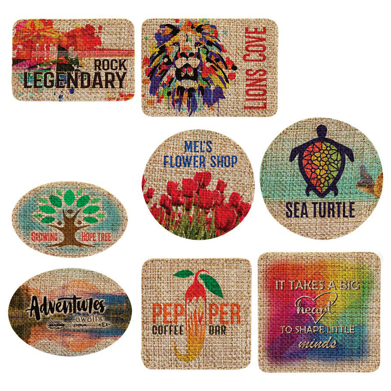 2 1/2' Round Burlap Sublimatable Patch with Adhesive