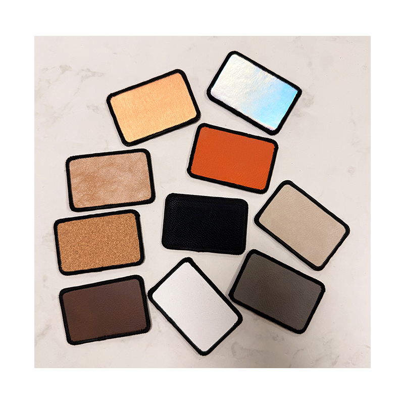  3 1/2' x 2 1/2' Rectangle Laserable Leatherette Merrow Patch with Adhesive