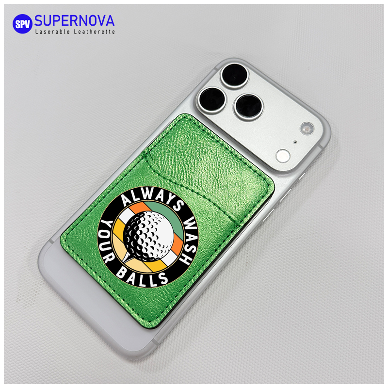 Laserable Leatherette Phone Card Holder with Magnet