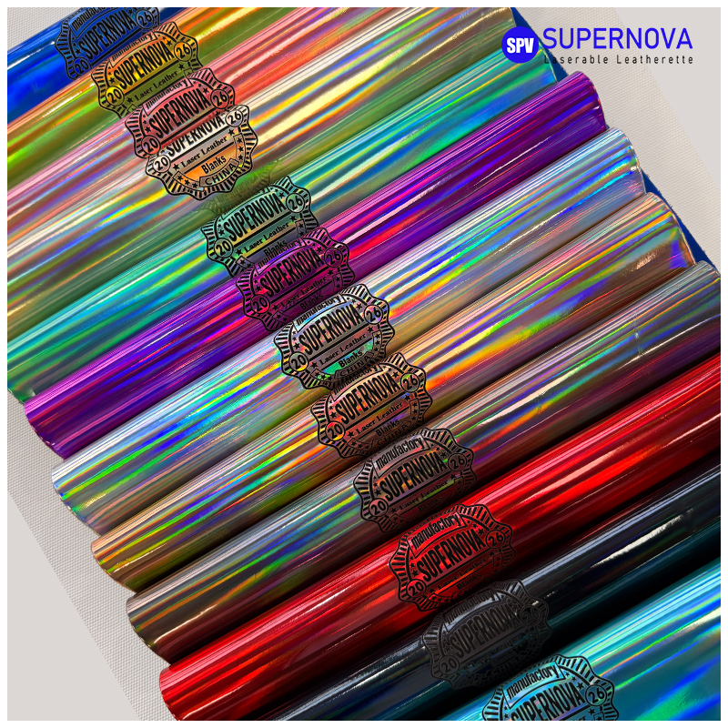 Holographic Laserable Leatherette Sheet  with adhesive/without adhesive