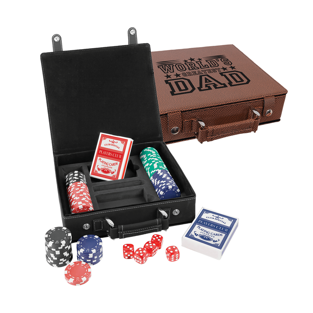 Laserable Leatherette Poker, Card and Dice Sets