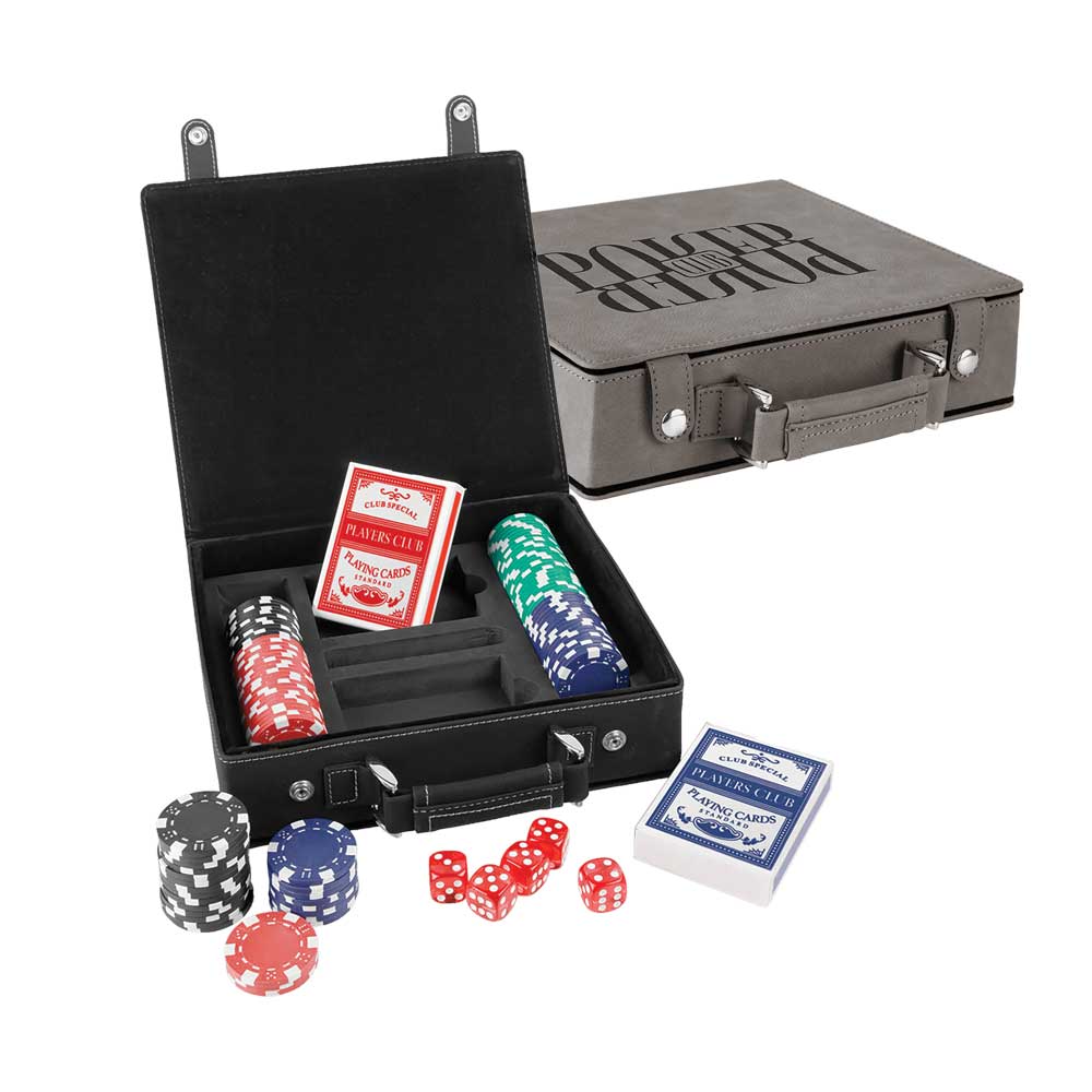 Laserable Leatherette Poker, Card and Dice Sets