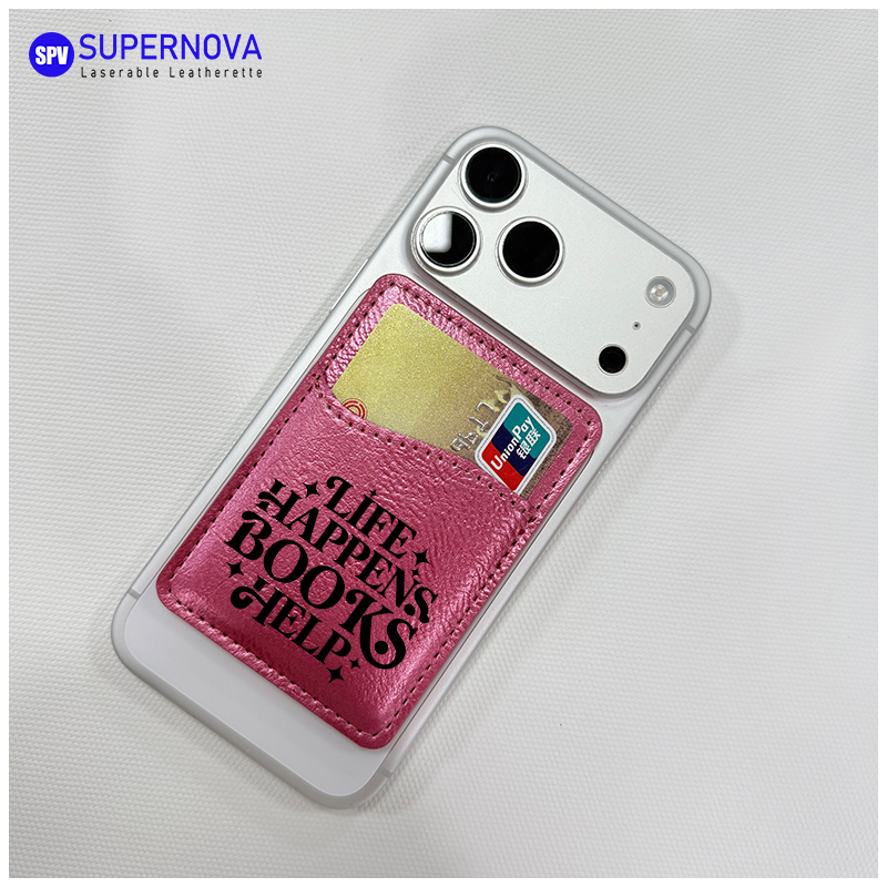 Laserable Leatherette Phone Card Holder with Magnet