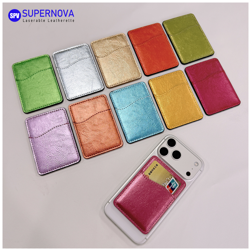 Laserable Leatherette Phone Card Holder with Magnet