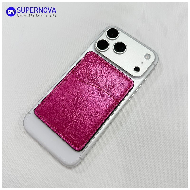 Laserable Leatherette Phone Card Holder with Magnet