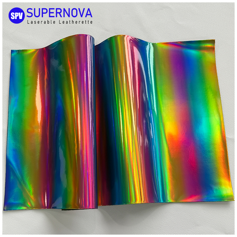 Holographic Laserable Leatherette Sheet  with adhesive/without adhesive