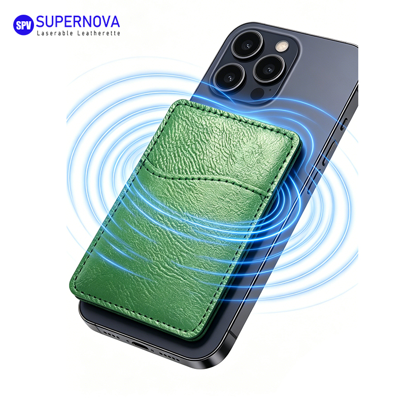 Laserable Leatherette Phone Card Holder with Magnet