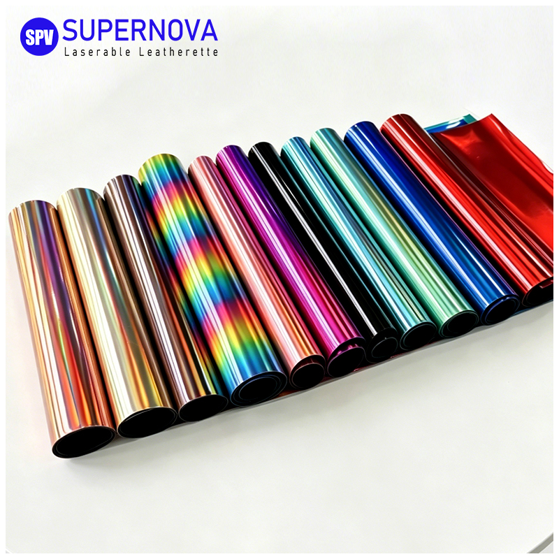 Holographic Laserable Leatherette Sheet  with adhesive/without adhesive