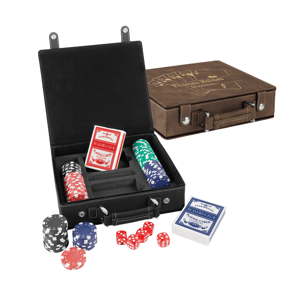 Laserable Leatherette Poker, Card and Dice Sets