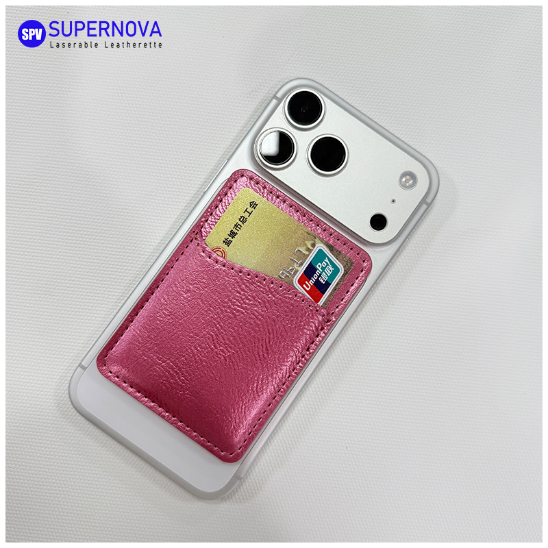 Laserable Leatherette Phone Card Holder with Magnet