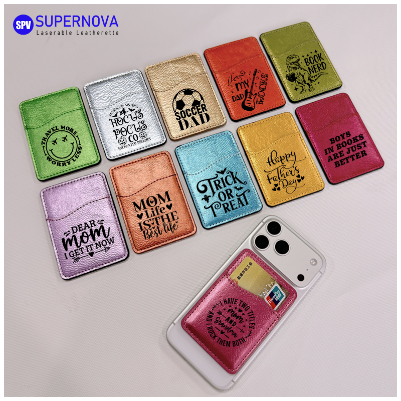 Laserable Leatherette Phone Card Holder with Magnet