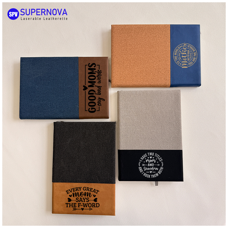 Split Laserable Leatherette & Canvas Notebook