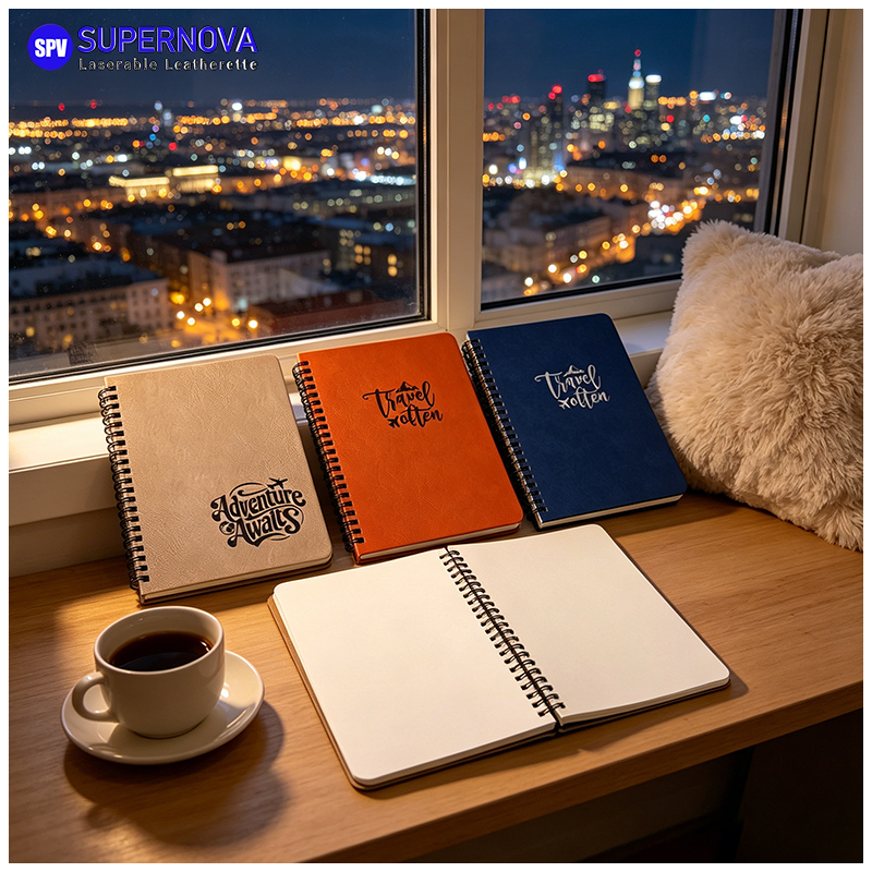 Laserable Leatherette Spiral Notebook