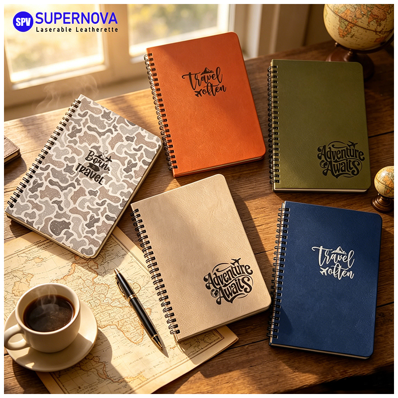 Laserable Leatherette Spiral Notebook