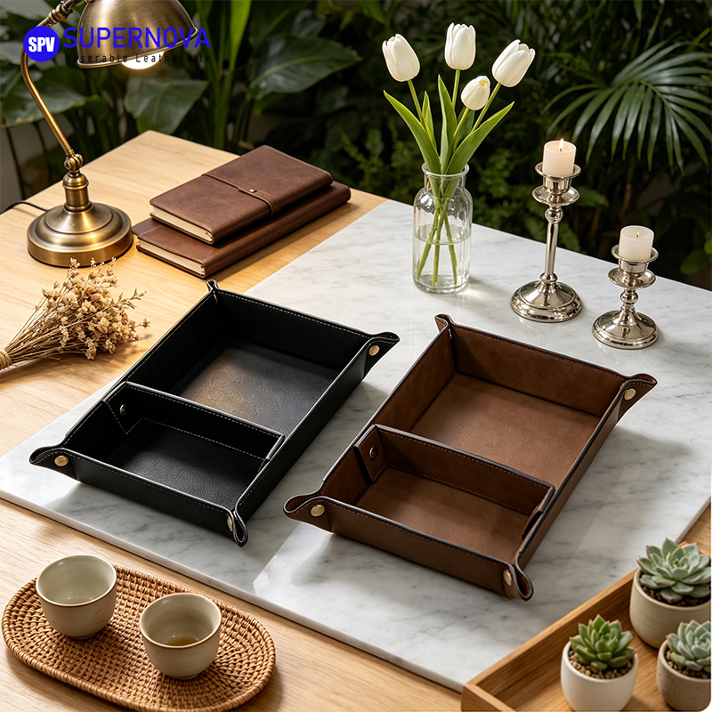 Laserable Leatherette Divided Catchall Tray Laserable Leatherette Divided Catchall Tray