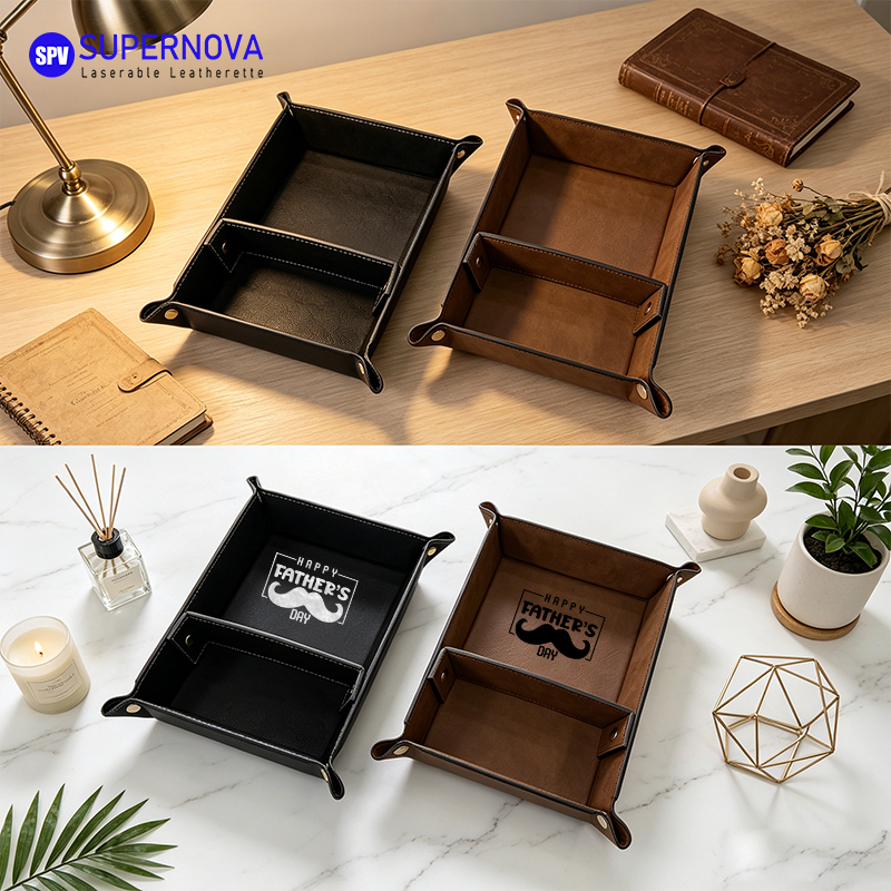 Laserable Leatherette Divided Catchall Tray Laserable Leatherette Divided Catchall Tray