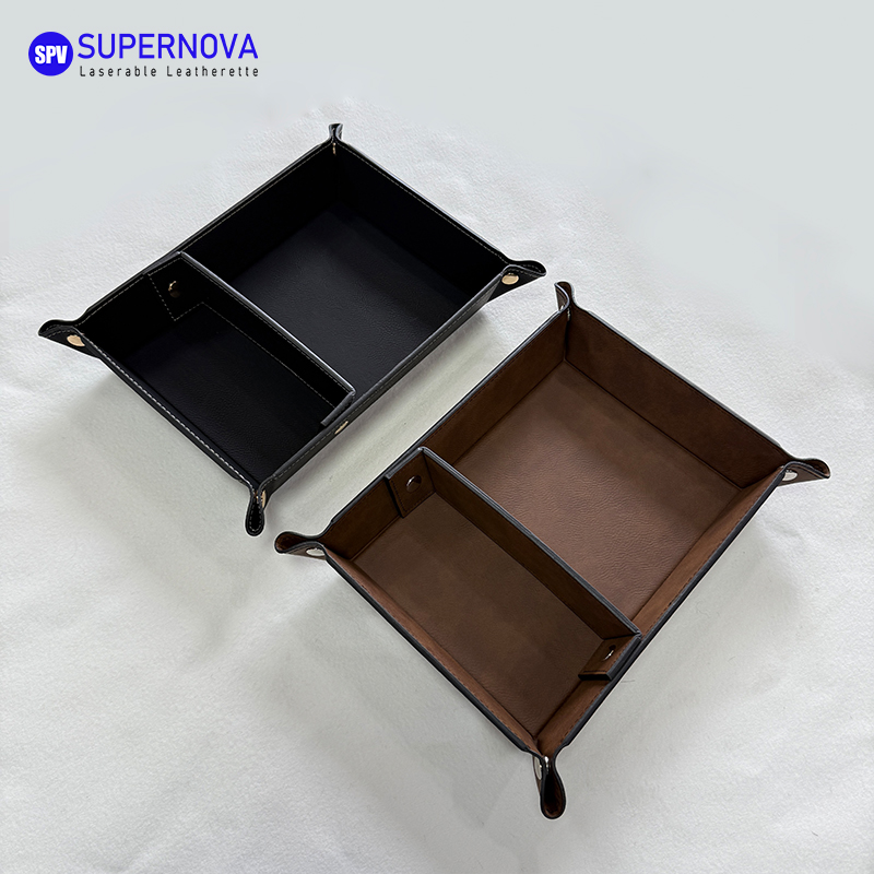 Laserable Leatherette Divided Catchall Tray Laserable Leatherette Divided Catchall Tray
