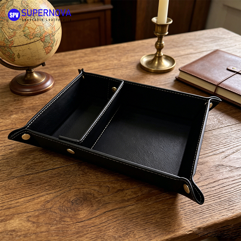Laserable Leatherette Divided Catchall Tray Laserable Leatherette Divided Catchall Tray