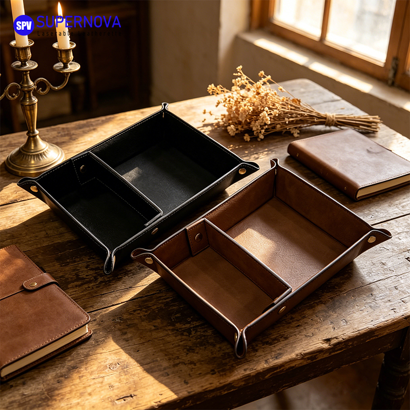 Laserable Leatherette Divided Catchall Tray Laserable Leatherette Divided Catchall Tray