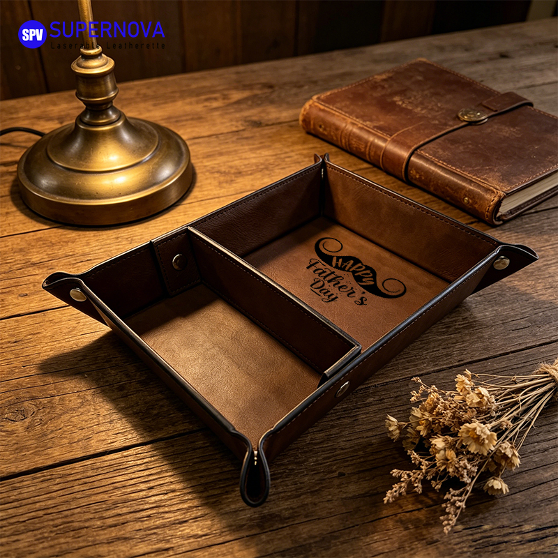 Laserable Leatherette Divided Catchall Tray Laserable Leatherette Divided Catchall Tray