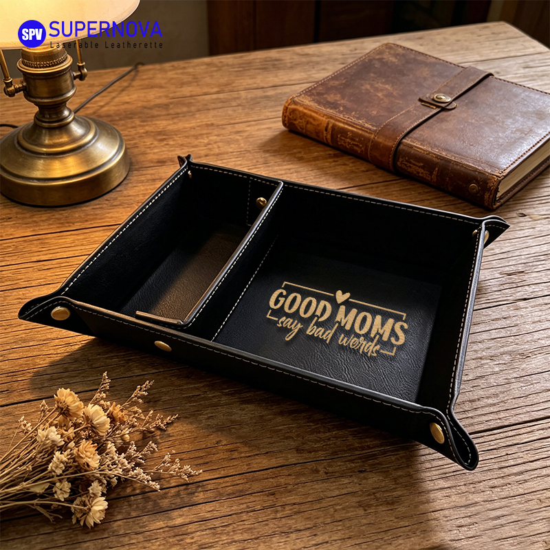 Laserable Leatherette Divided Catchall Tray Laserable Leatherette Divided Catchall Tray