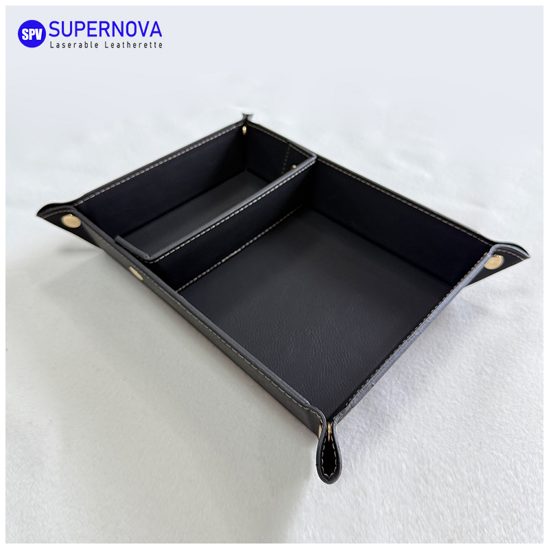 Laserable Leatherette Divided Catchall Tray Laserable Leatherette Divided Catchall Tray