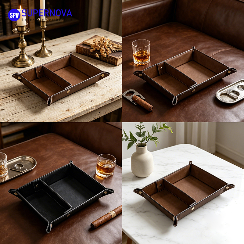 Laserable Leatherette Divided Catchall Tray Laserable Leatherette Divided Catchall Tray