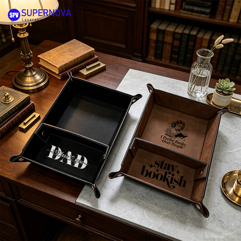 Laserable Leatherette Divided Catchall Tray Laserable Leatherette Divided Catchall Tray