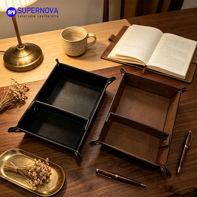 Laserable Leatherette Divided Catchall Tray Laserable Leatherette Divided Catchall Tray