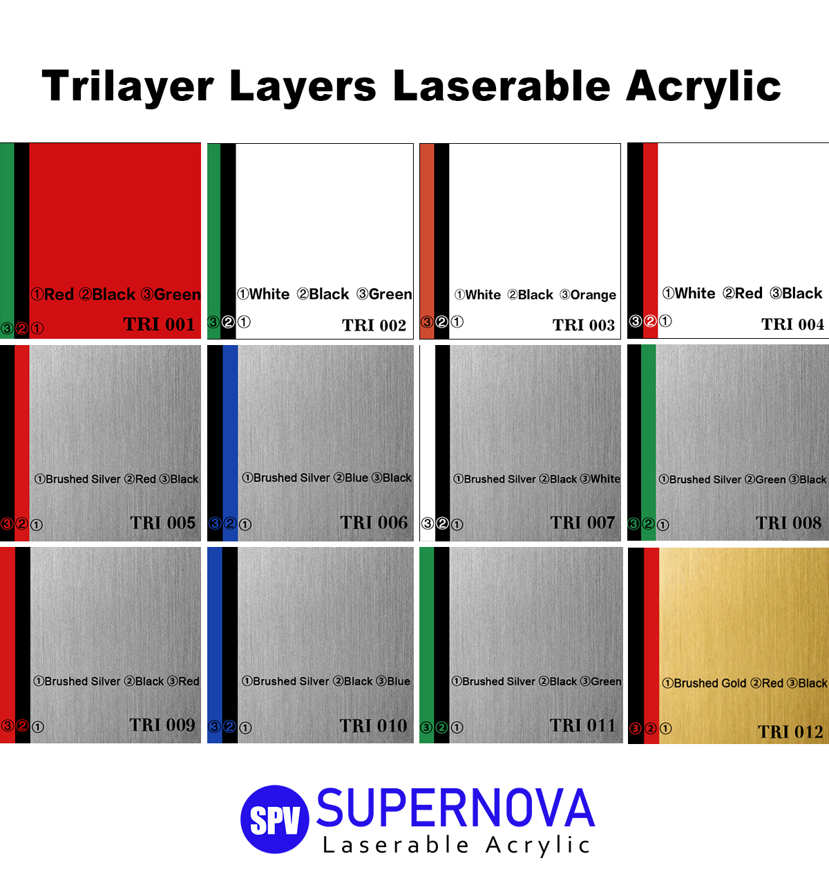 Trilayer Laserable Acrylic Sheets 