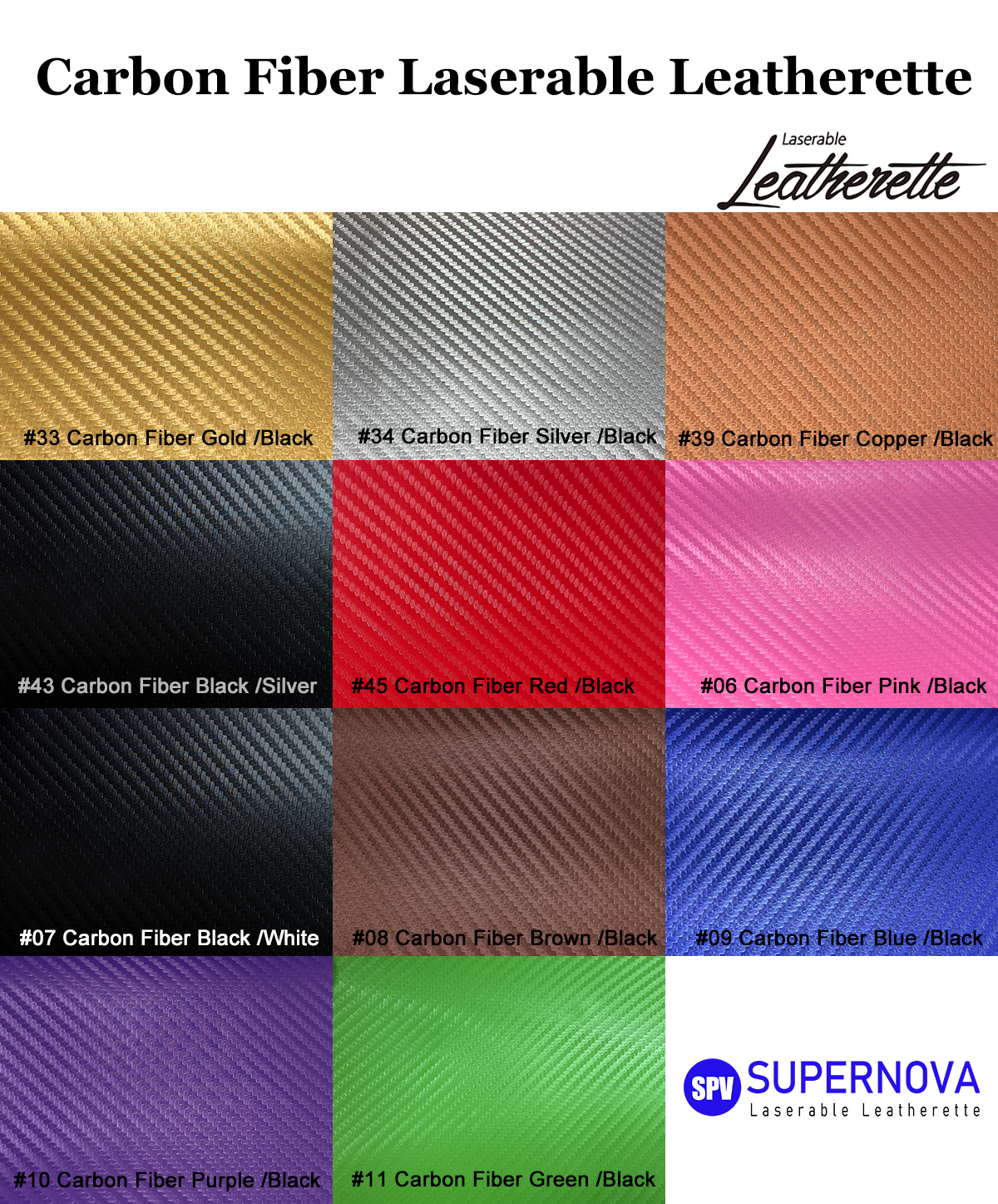 Carbon Fiber Laserable Leatherette Sheet with adhesive/without adhesive