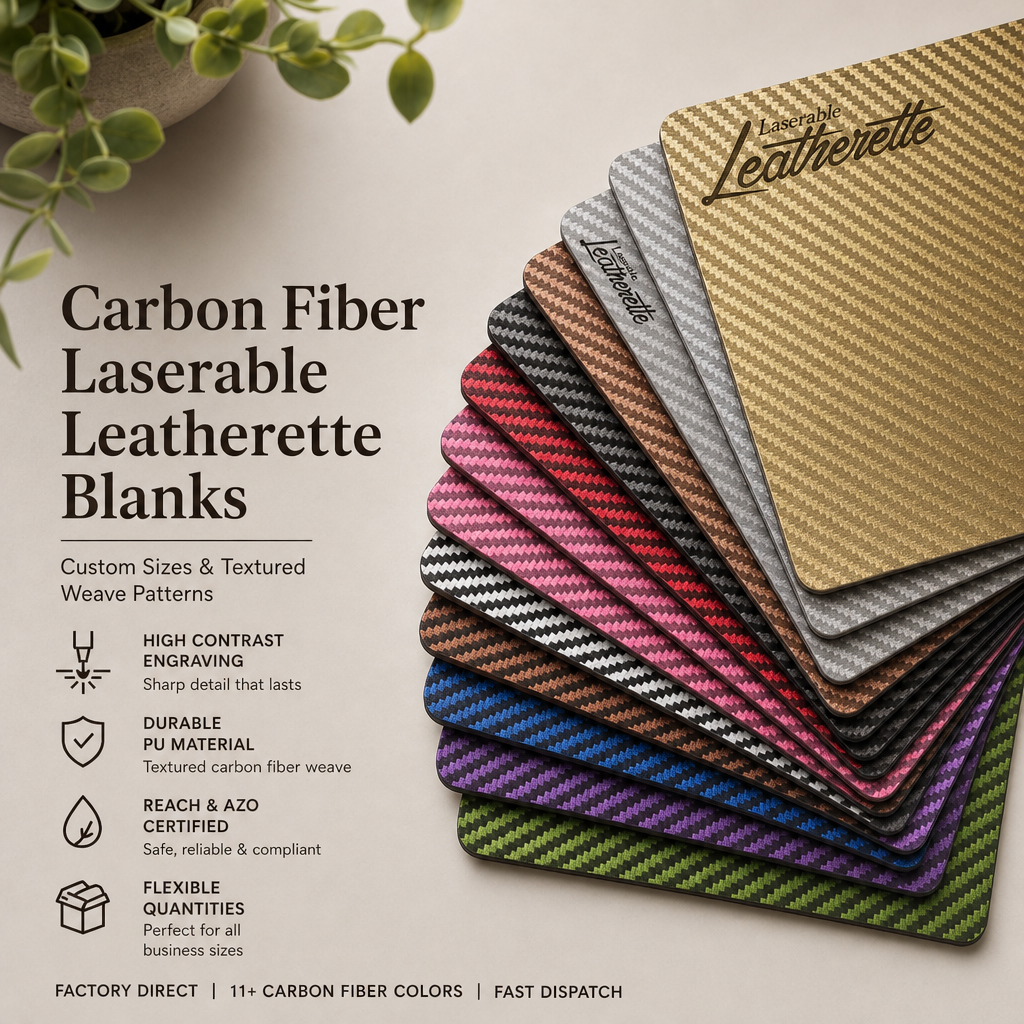 Carbon Fiber Laserable Leatherette Sheet with adhesive/without adhesive