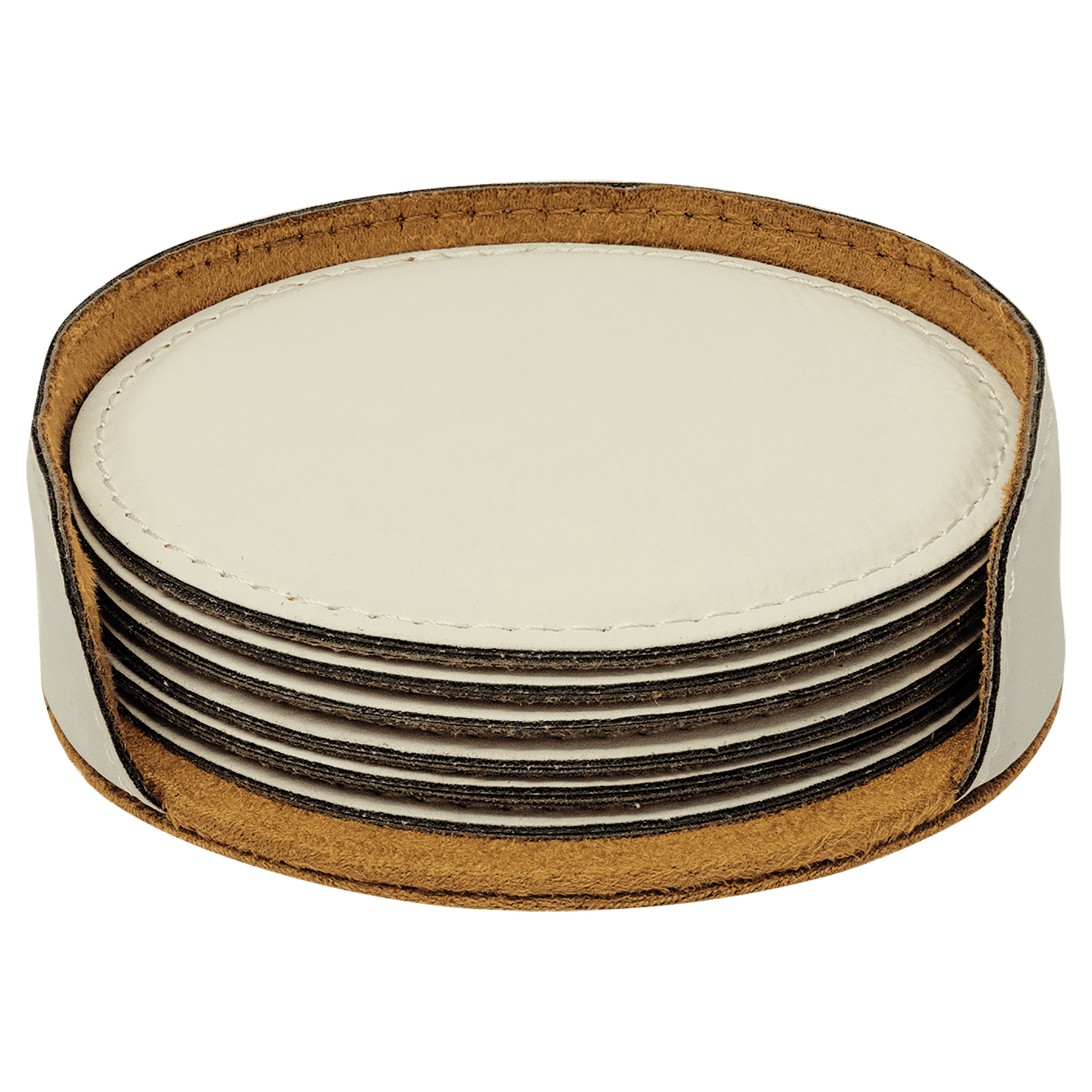 Laserable Leatherette Round 6-Coaster Set Laserable Leatherette Round 6-Coaster Set