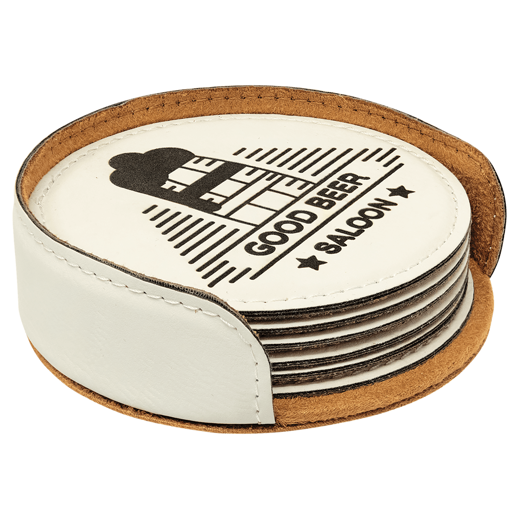 Laserable Leatherette Round 6-Coaster Set Laserable Leatherette Round 6-Coaster Set