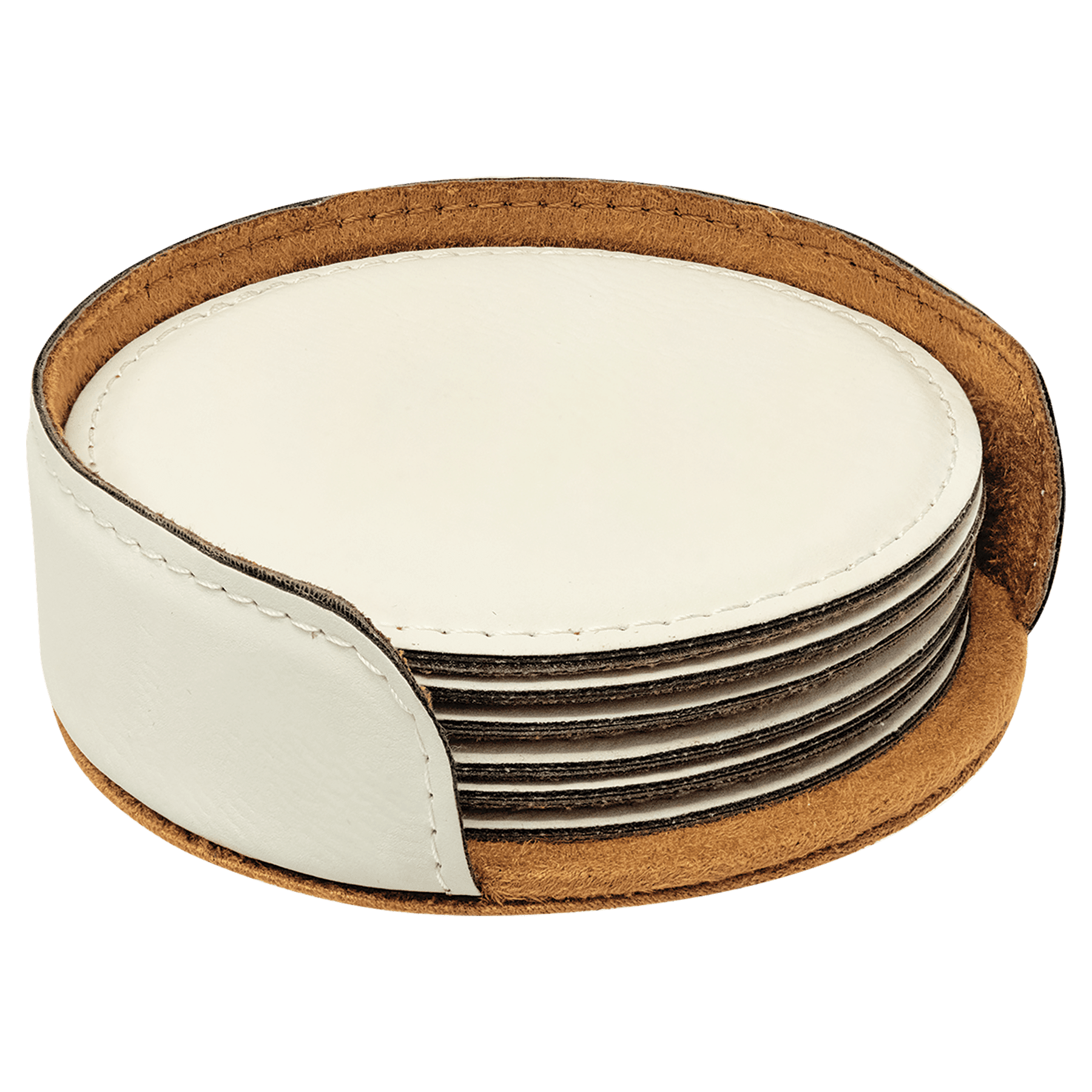Laserable Leatherette Round 6-Coaster Set Laserable Leatherette Round 6-Coaster Set