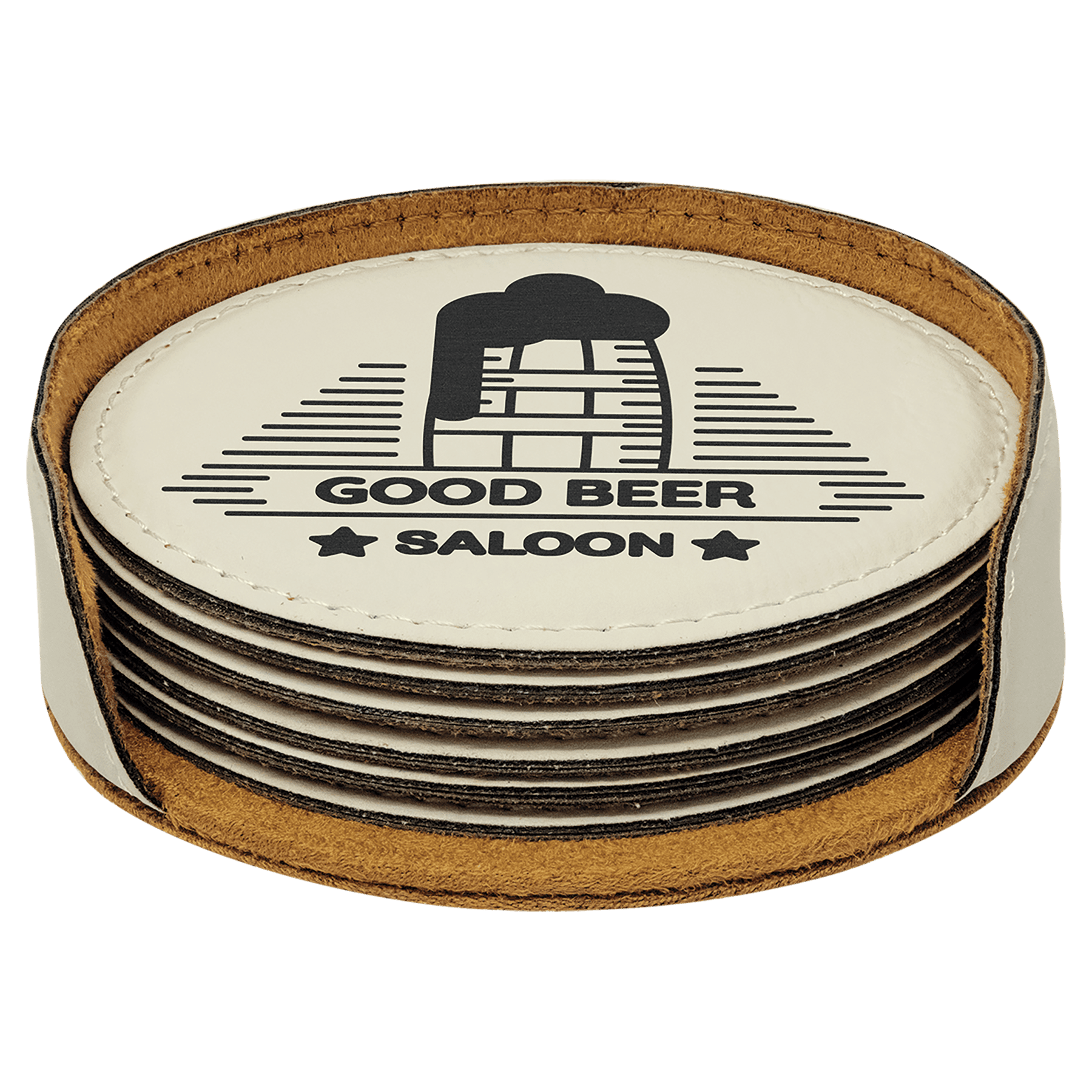 Laserable Leatherette Round 6-Coaster Set Laserable Leatherette Round 6-Coaster Set