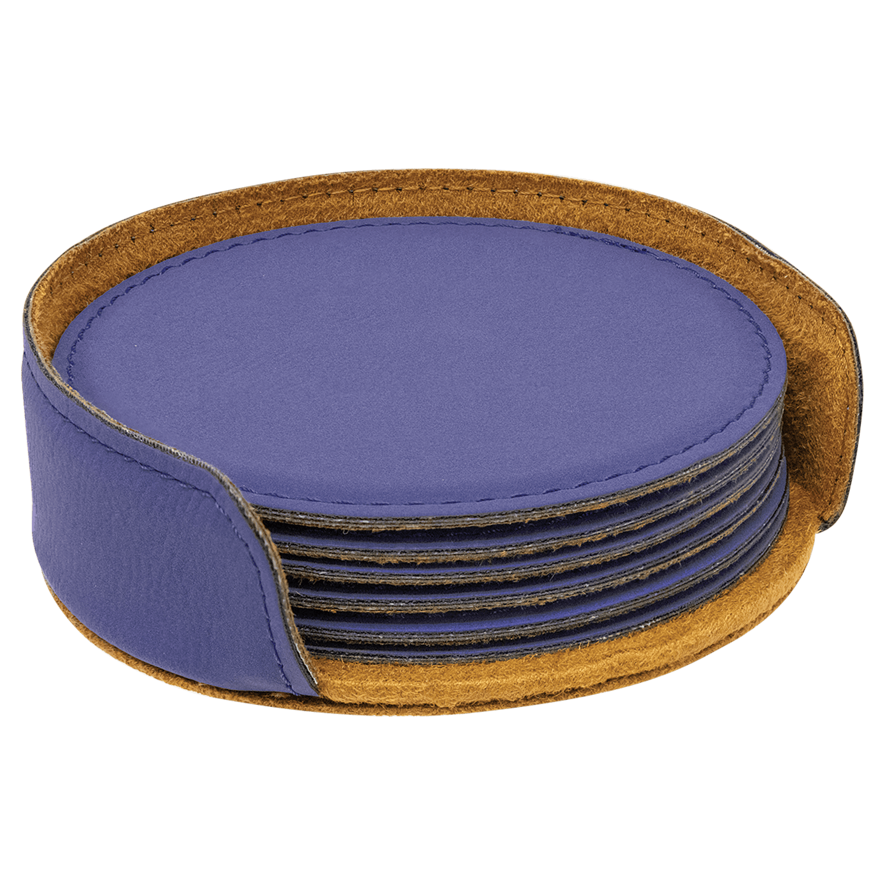 Laserable Leatherette Round 6-Coaster Set Laserable Leatherette Round 6-Coaster Set
