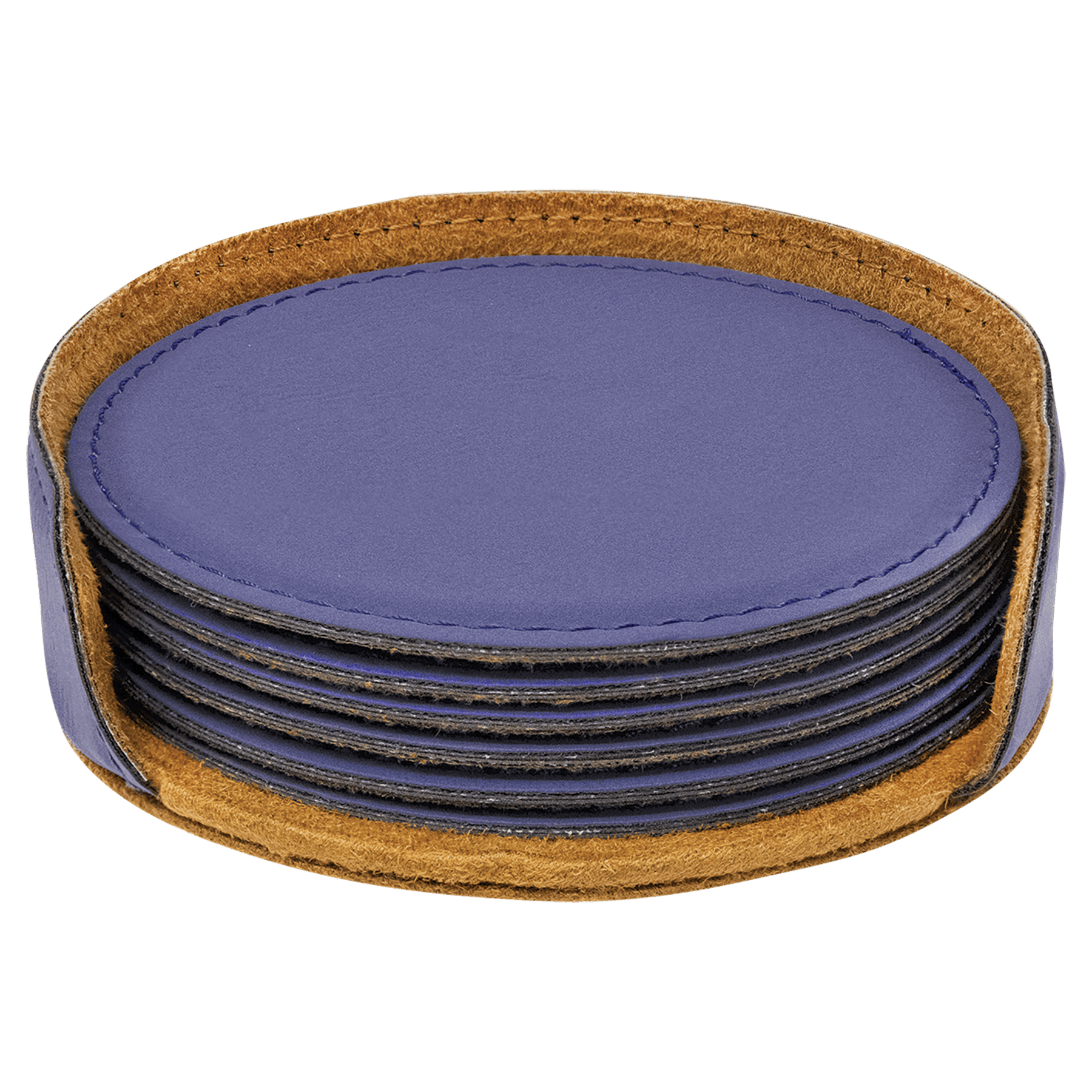 Laserable Leatherette Round 6-Coaster Set Laserable Leatherette Round 6-Coaster Set
