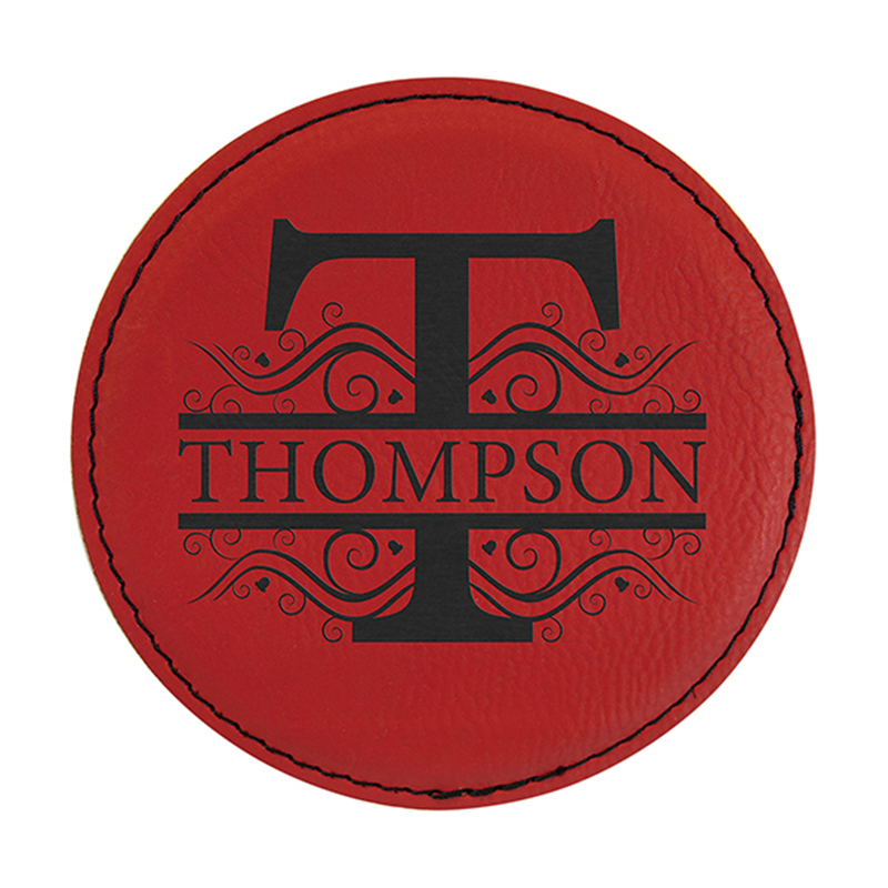 Laserable Leatherette Round 6-Coaster Set Laserable Leatherette Round 6-Coaster Set