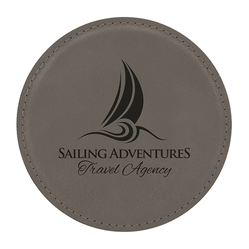 Laserable Leatherette Round 6-Coaster Set Laserable Leatherette Round 6-Coaster Set