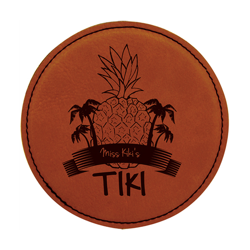 Laserable Leatherette Round 6-Coaster Set Laserable Leatherette Round 6-Coaster Set