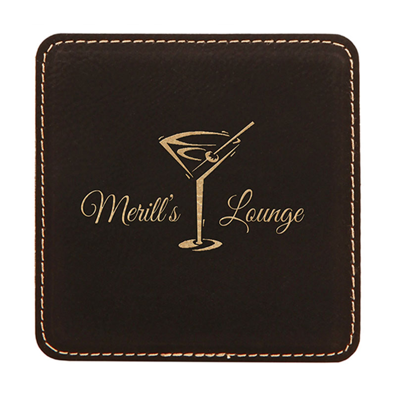 4' x 4'Square Leatherette Coasters 6-Coaster Set with Holder 4' x 4'Square Leatherette Coasters 6-Coaster Set with Holder