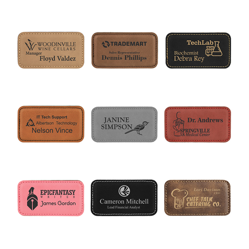 Laserable Leatherette Rectangle Badge Blank with Magnet